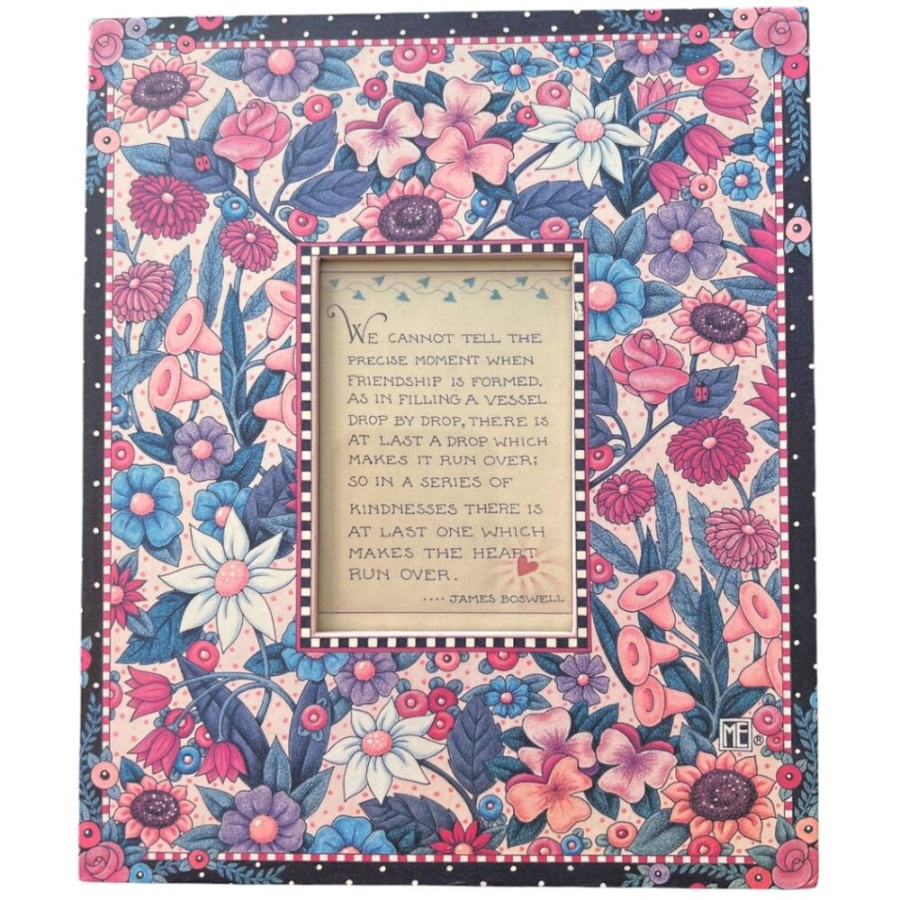 Vintage 1997 MARY ENGELBREIT Floral Picture Frame | Friendship Quote | Sunflower